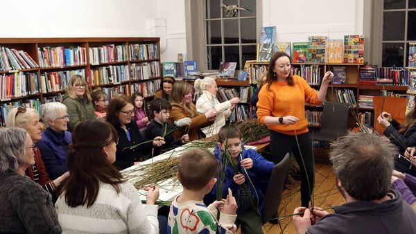 Kildare artist passes Brigid Cross weaving onto next generation