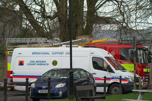 The Civil Defence and Kildare fire service are among the first responders at the scene