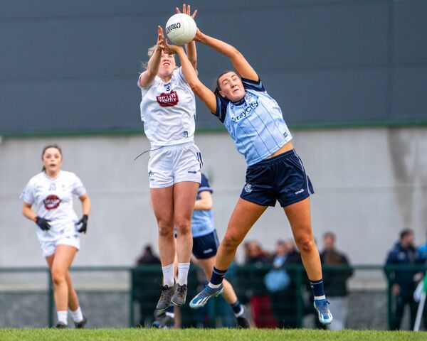 Kildare’s Nanci Murphy goes up to contest a high ball. Kildare’s Nanci Murphy goes up to contest a high ball.