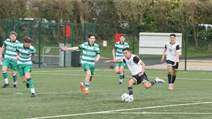 <p>Khaleid Meslouhi outnumbered in the box in the Under 17 match played in FBD Hotels and Resorts Park</p> <p>Khaleid Meslouhi outnumbered in the box in the Under 17 match played in FBD Hotels and Resorts Park</p>