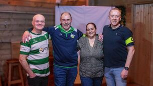<p>Allenwood Celtic team captains to take on the Premier League Legends X1 - David "Sox" Coyne, Joe O'Rourke, Lisa Moore and Darren O'Shea</p>