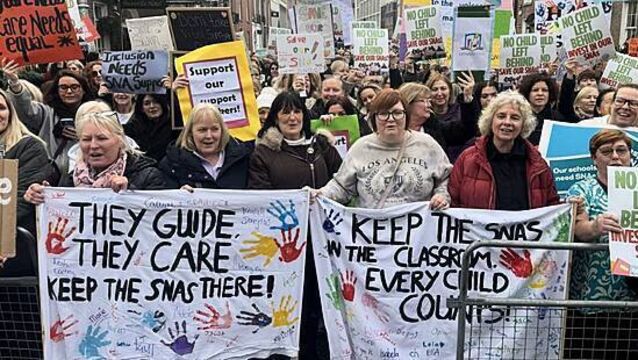 Special needs assistants protest outside Leinster House demand ‘job security’