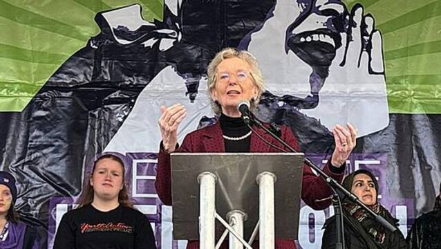 Mary Robinson condemns US ‘attacks on truth’ during women’s day rally