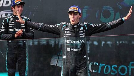 George Russell enjoys ‘hell of a fight’ to win season-opening race in Australia