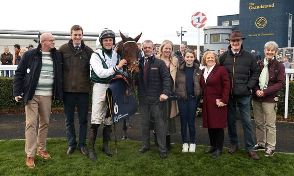 Irish Panther, jockey Kieren Buckley and connections after winning at Naas last November Photo: ©INPHO/Bryan Keane