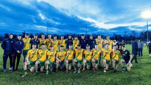 <p>Two Mile House celebrate after winning the Keogh Cup final against Suncroft Photo: Sean Brilly</p>
