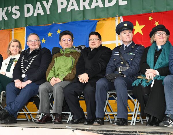Cllr Peggy ODwyer, Mayor of Municipal District and Kildare Cllr Noel Heavey , Deputy Head of Mission Minister- Counsellor Yang Tong First Secretary Huang Jia Embassy of the People’s Republic of China, Garda Chief Inspector Gavin Dunphy, Dean of St Patrick’s Cathedral Very Reverend Isobel Jackson