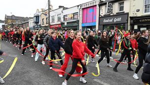<p>Leah Moran Stage School were one of many highlights in the parade 	Photos: Jimmy Fullam</p>