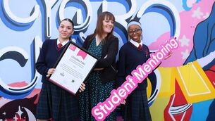 <p>Dublin students from the programme with Mel Finnegan Educuation Programmes Manager BITCI  Photo: Jason Clarke</p>