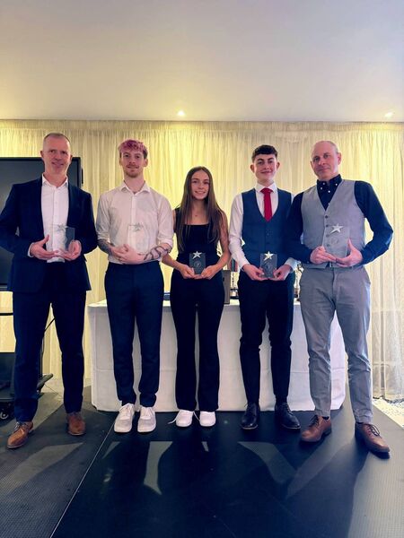 Leinster Awards winners: L to R: Paul Archbold accepting the best county cross-country in Leinster award on behalf of Kildare AAI, Eoghan McGrath (Celbridge) Senior Award, Amber O'Connor (Éire Óg) Juvenile female award, Kyle Byrne-Ward (Newbridge) best male award and James Killea accepting the u9-11 best club award on behalf of Naas AC. Leinster Awards winners: L to R: Paul Archbold accepting the best county cross-country in Leinster award on behalf of Kildare AAI, Eoghan McGrath (Celbridge) Senior Award, Amber O'Connor (Éire Óg) Juvenile female award, Kyle Byrne-Ward (Newbridge) best male award and James Killea accepting the u9-11 best club award on behalf of Naas AC.