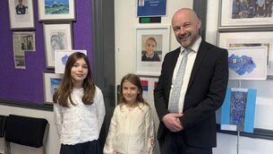 <p>Students Emilija and Julija Damjanovic with Patrician Primary School's principal David Dempsey</p> <p>Students Emilija and Julija Damjanovic with Patrician Primary School's principal David Dempsey</p>