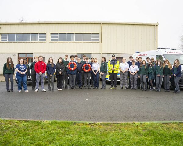 Safety Demonstration in Ardscoil na Trionoide organised by Transistion Year Students with Water Safety , Kildare Fire Service, Community Gardai, Kildare County Council and Order of Malta