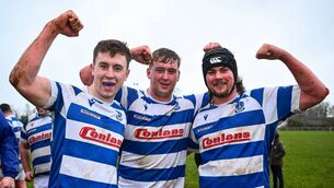 <p>Athy RFC players celebrate after their side's victory in the Bank of Ireland Provincial Towns Cup semi-final match between Athy RFC and Longford RFC at Cill Dara RFC Photo: Shauna Clinton/Sportsfile </p> <p>Athy RFC players celebrate after their side's victory in the Bank of Ireland Provincial Towns Cup semi-final match between Athy RFC and Longford RFC at Cill Dara RFC Photo: Shauna Clinton/Sportsfile </p>