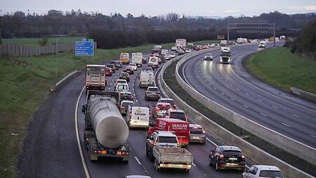 UPDATED: Kildare motorway traffic grinds to halt over fuel protest