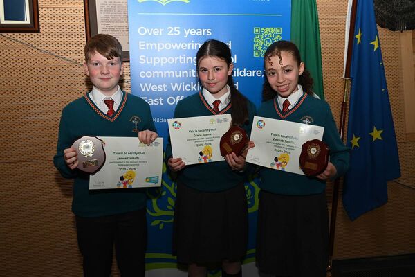 James Casidy, Grace Adams and Laynab Taddist R/Up Shield Debate Scoil Na Naomh Uilig Newbridge 