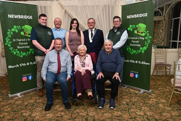 Conor McCabe, Miley Wickam, Emily McTigue Cllr Noel Heavey Maye Newbridge Morgan McCabe Carl Murphy Chairman Teresa Harrison Michael Donohue (Newbridge Saint Patricks Day Committee) 