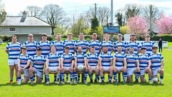 The Athy RFC squad that won the 2026 Bank of Ireland Leinster Towns Cup, beating Tullow on Sunday in Edenderry. Photo: Matt Browne/Sportsfile.