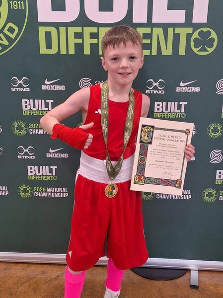 11-year-old Joseph Sweeney, All-Ireland 25kg Champion. 