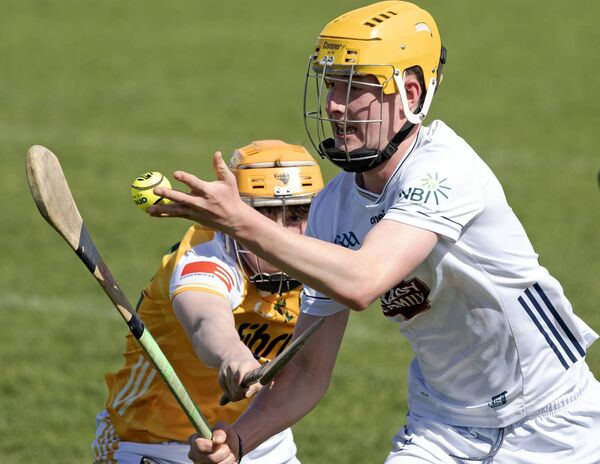 Michael Reilly gets a pass away for Kildare minor hurlers Photo: Sean Brilly