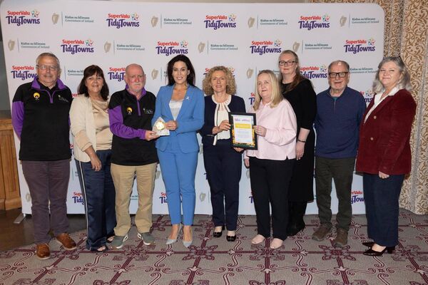 Gold Medal presented by Minister Carroll MacNeill &amp; Edel Clancy, Corporate Affairs Director at Musgraves to Killcullen Tidy Towns members Ann Cashman, Joe O’Connor, Noel Clear, Antoinette Buckley Tony Gahan &amp; Sorcha Molloy with Marian Higgins, Kildare County Council 