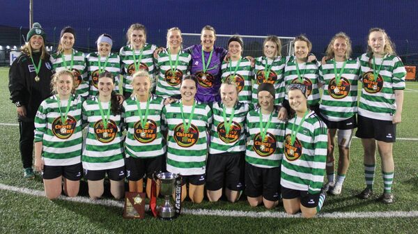 Mill Celtic ladies celebrate after beating Newpark in the Carlow Cup Final