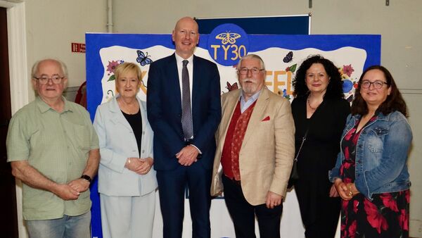 CPC Principal Joe Leonard, third from left, with former TY Coordinator Denis Dennehy, former principals Catherine Moynihan and Paul Tyrrell, current TY Coordinator Glenda Groome, and Marie Crowe, TY Administrator