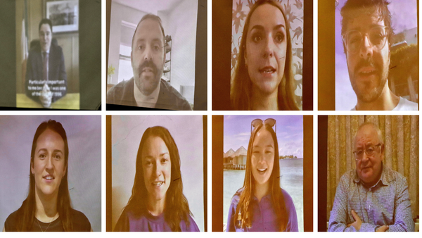 Several former students and Sean O Fearghaill TD sent messages via video