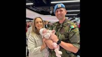 Kildare soldier meets newborn daughter for first time at Dublin Airport 