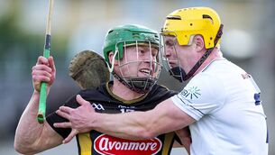 <p>Kildare's Simon Leacy goes eye-to-eye with Mossy Keoghan of Kilkenny during the Leinster Senior Hurling Championship tie this evening in Nowlan Park </p> <p>Kildare's Simon Leacy goes eye-to-eye with Mossy Keoghan of Kilkenny during the Leinster Senior Hurling Championship tie this evening in Nowlan Park </p>