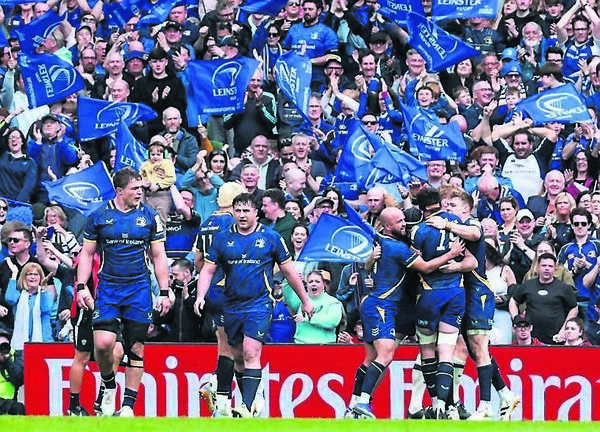 Leinster celebrate a try during their Champions Cup semi-final victory over Toulon at the Aviva. 	Photo: INPHO/Nick Elliott.