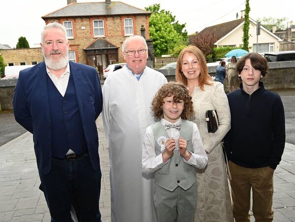 Hugo Byrne and family and Fr Liam Merrigan PP Monasterevin 