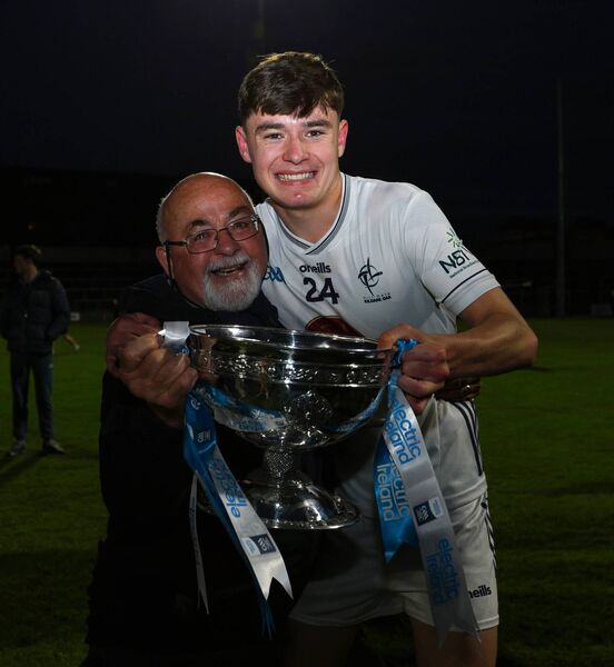 Kildare's Logan Tennyson celebrates with his dad Páidí after the game Photo: ©INPHO/Grace Halton Kildare's Logan Tennyson celebrates with his dad Páidí after the game Photo: ©INPHO/Grace Halton