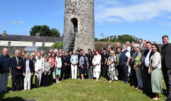 Some of the large attendance at the opening of the round tower
