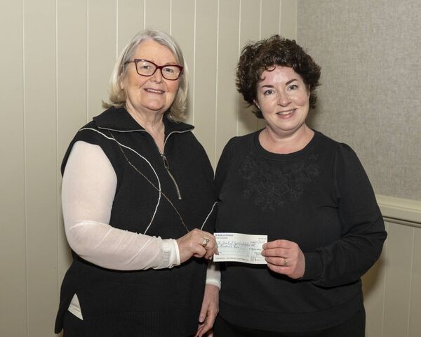 Athy Lions Club president Brid Phillips made a presentation to Ber McEvoy of Athy Branch of Society of St Vincent de Paul. Athy Lions Club president Brid Phillips made a presentation to Ber McEvoy of Athy Branch of Society of St Vincent de Paul.