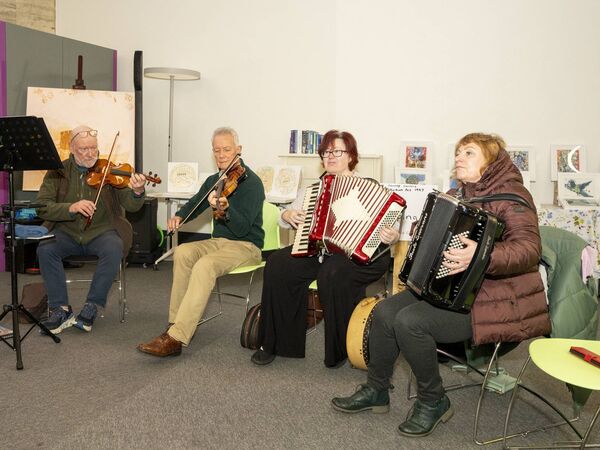 Willy Quinlan, Jim Kelly, Grainne Rynne and Evelyn McFadden of Comhaltas Willy Quinlan, Jim Kelly, Grainne Rynne and Evelyn McFadden of Comhaltas