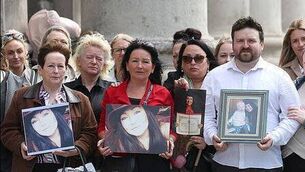 <p>Family of Maxine Maguire outside the High Court</p>