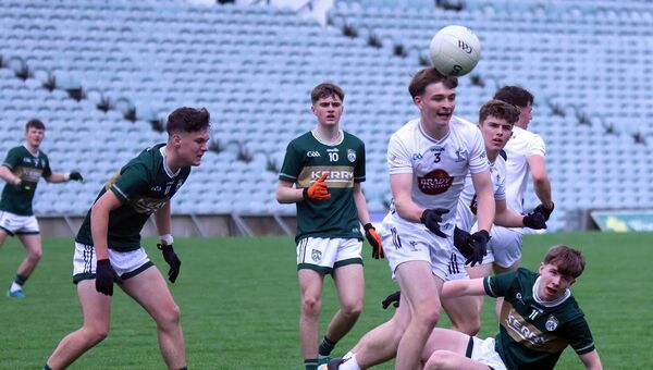 Ryan Crawdford clearing the ball in Kildare's win over Kerry in the All-Ireland MFC Quarter-Final. Photo: Brendan Gleeson. Ryan Crawdford clearing the ball in Kildare's win over Kerry in the All-Ireland MFC Quarter-Final. Photo: Brendan Gleeson.