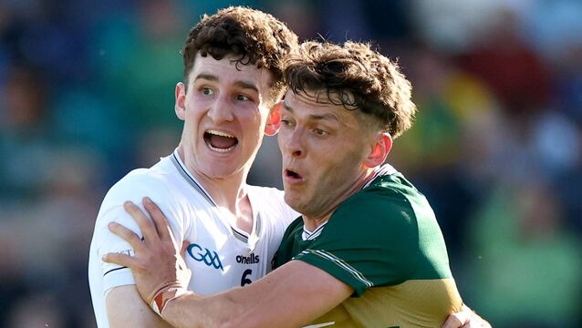 <p>Padraic Spillane sticks tight to Kerry forward David Clifford during the All-Ireland Senior Football Championship in Cedral St Conleths Park </p>