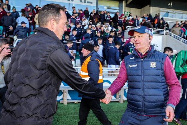 Brian Dowling shakes hands with Galway manager Micheal Donoghue after the Leinster Championship game Photo: ©INPHO/Lorraine O’Sullivan Brian Dowling shakes hands with Galway manager Micheal Donoghue after the Leinster Championship game Photo: ©INPHO/Lorraine O’Sullivan