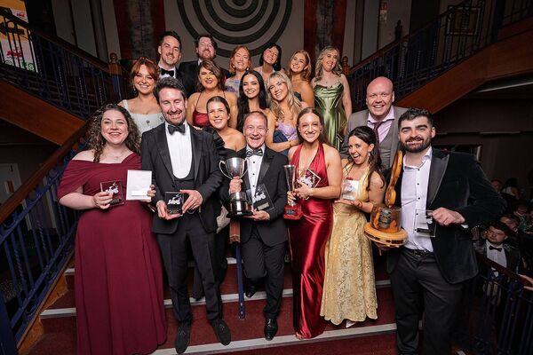 Liz Stears with other awardees and members of The Odd Theatre Company Liz Stears with other awardees and members of The Odd Theatre Company