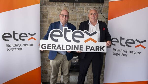 John Bradley (Manager of Etex, Athy) and Athy GAA Chairman Brian Dooley at the announcement that Athy's ground will be now known as Etex Geraldine Park Photo: James Lawlor John Bradley (Manager of Etex, Athy) and Athy GAA Chairman Brian Dooley at the announcement that Athy's ground will be now known as Etex Geraldine Park Photo: James Lawlor
