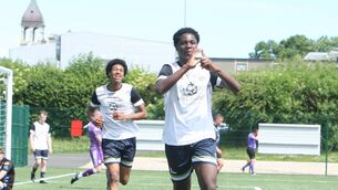 <p>Paul Abankwah, brother of Irish international James, celebrates his goal against Derry City in Sunday's U17 game </p> <p>Paul Abankwah, brother of Irish international James, celebrates his goal against Derry City in Sunday's U17 game </p>