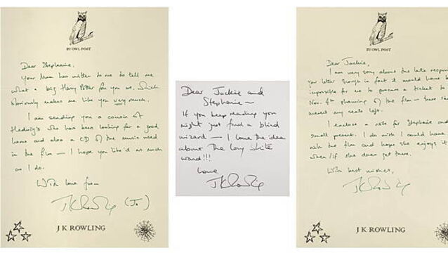Letters from JK Rowling to terminally ill fan fetch €10,600 at auction