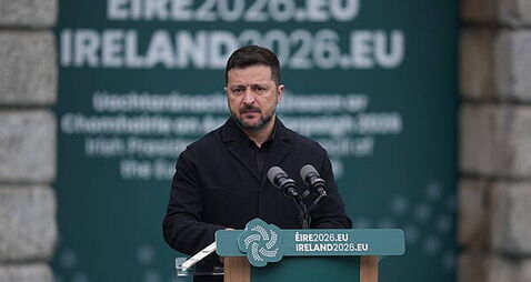 Zelenskiy takes aim at Russian-owned companies in Europe during Dublin address