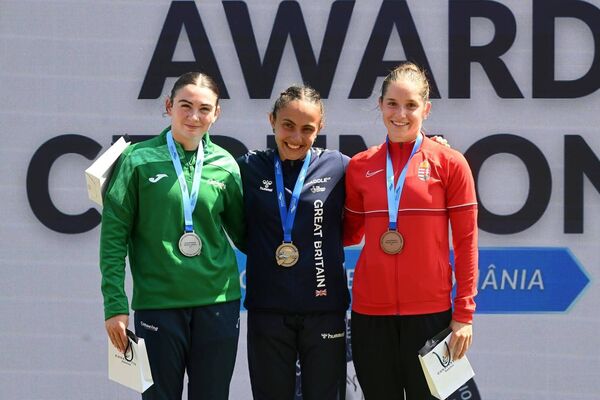 Caoilin Caffrey on the podium with her silver medal Caoilin Caffrey on the podium with her silver medal