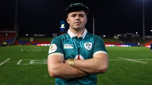<p>Billy Bohan proudly displays his first Irish cap after making his debut against Japan in the Nations Championship Southern Hemisphere Series in the McDonald Jones Stadium, Newcastle, Australia. Photos: ©INPHO/Ben Brady</p>