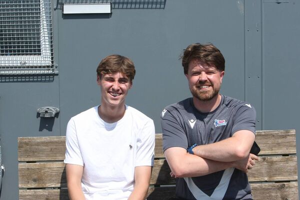 Former Klub Kildare player Cathal McCarthy, now of Premier League side Hull City and a Republic of Ireland Under 21 international, with Klub Kildare Academy Director Jamie Smith after paying a visit to FBD Hotels &amp; Resorts Park last Saturday.