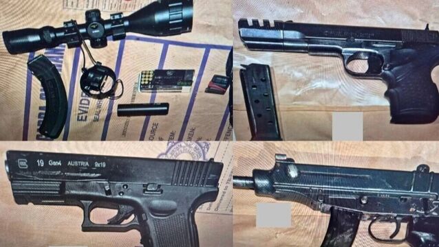 <p>A selection of the illegal firearms seized in Garda raids over the weekend</p>