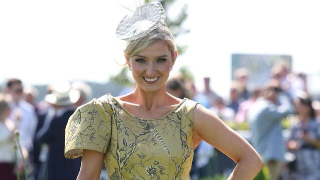 Dawn Knight from Laois wearing a self-designed dress created from curtain material and made especially for the day, shoes from Folkston Shoe Company in Edenderry and headpiece rented from Harrington Hats in Laois, was presented with the Sustainable Style Award at the Tulfarris Hotel & Golf Resort Styled by Nature competition during the Juddmonte Irish Oaks. Selected by award winning fashion broadcaster and stylist, Emily ODonnell, the award recognised a look that combined style, creativity and a thoughtful approach to sustainable fashion. Dawn's outfit stood out for its originality and connection to the Styled by Nature Sustainable Style being created from repurposed curtain material. Photo credit: Damien Eagers <p> Dawn Knight from Laois wearing a self-designed dress created from curtain material and made especially for the day, shoes from Folkston Shoe Company in Edenderry and headpiece rented from Harrington Hats in Laois, was presented with the Sustainable Style Award at the Tulfarris Hotel & Golf Resort Styled by Nature competition during the Juddmonte Irish Oaks. Selected by award winning fashion broadcaster and stylist, Emily ODonnell, the award recognised a look that combined style, creativity and a thoughtful approach to sustainable fashion. Dawn's outfit stood out for its originality and connection to the Styled by Nature Sustainable Style being created from repurposed curtain material. Photo credit: Damien Eagers </p>
