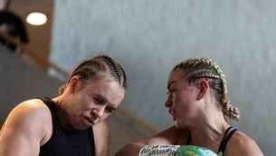 <p>Sarah Muprhy (right) on the attack during her fight against Poland’s Angelika Oles in The Pavilion Building in Leopardstown</p> <p>Sarah Muprhy (right) on the attack during her fight against Poland’s Angelika Oles in The Pavilion Building in Leopardstown</p>